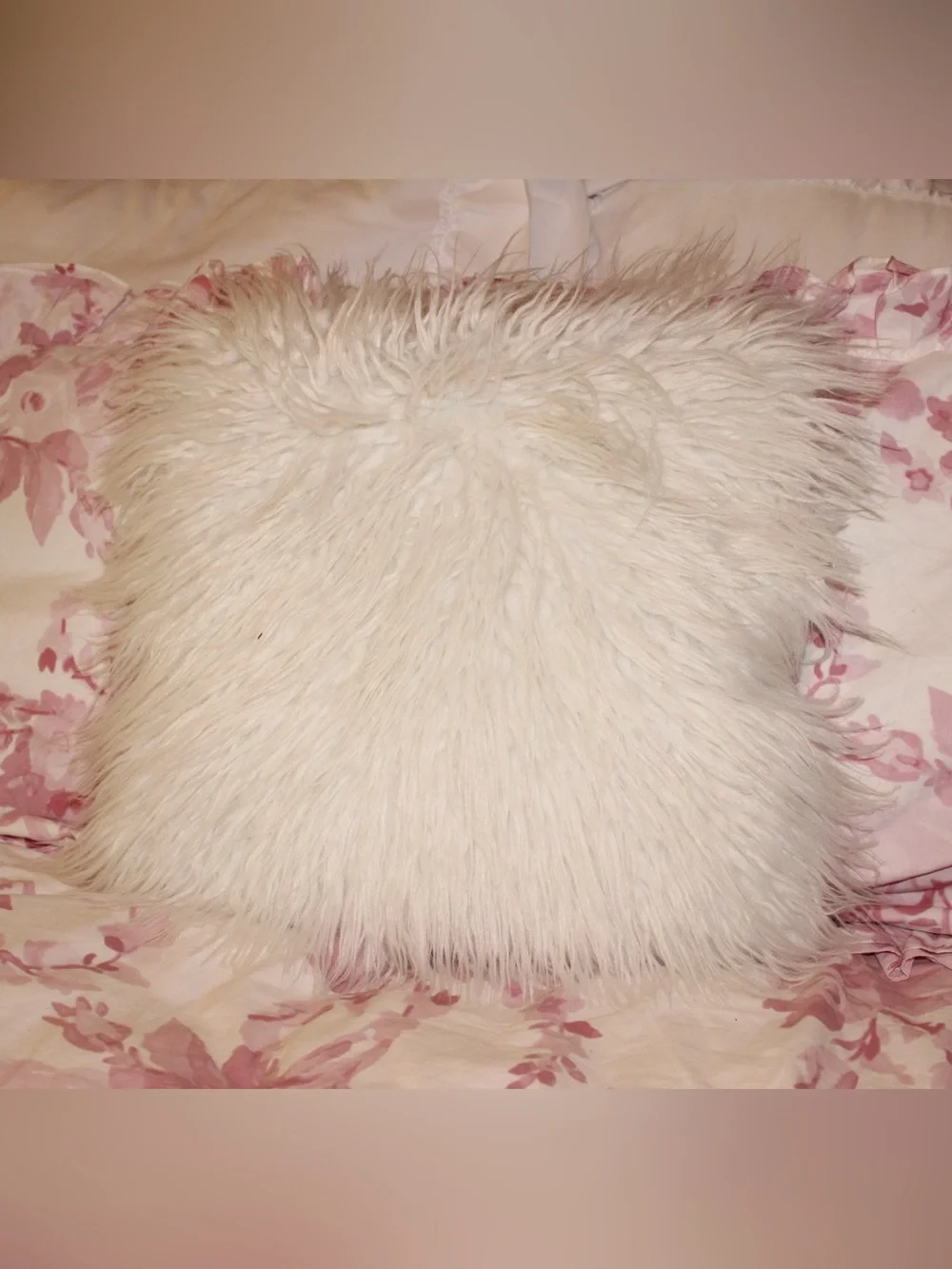 EUC Faux Fur Pillow Cover With Insert